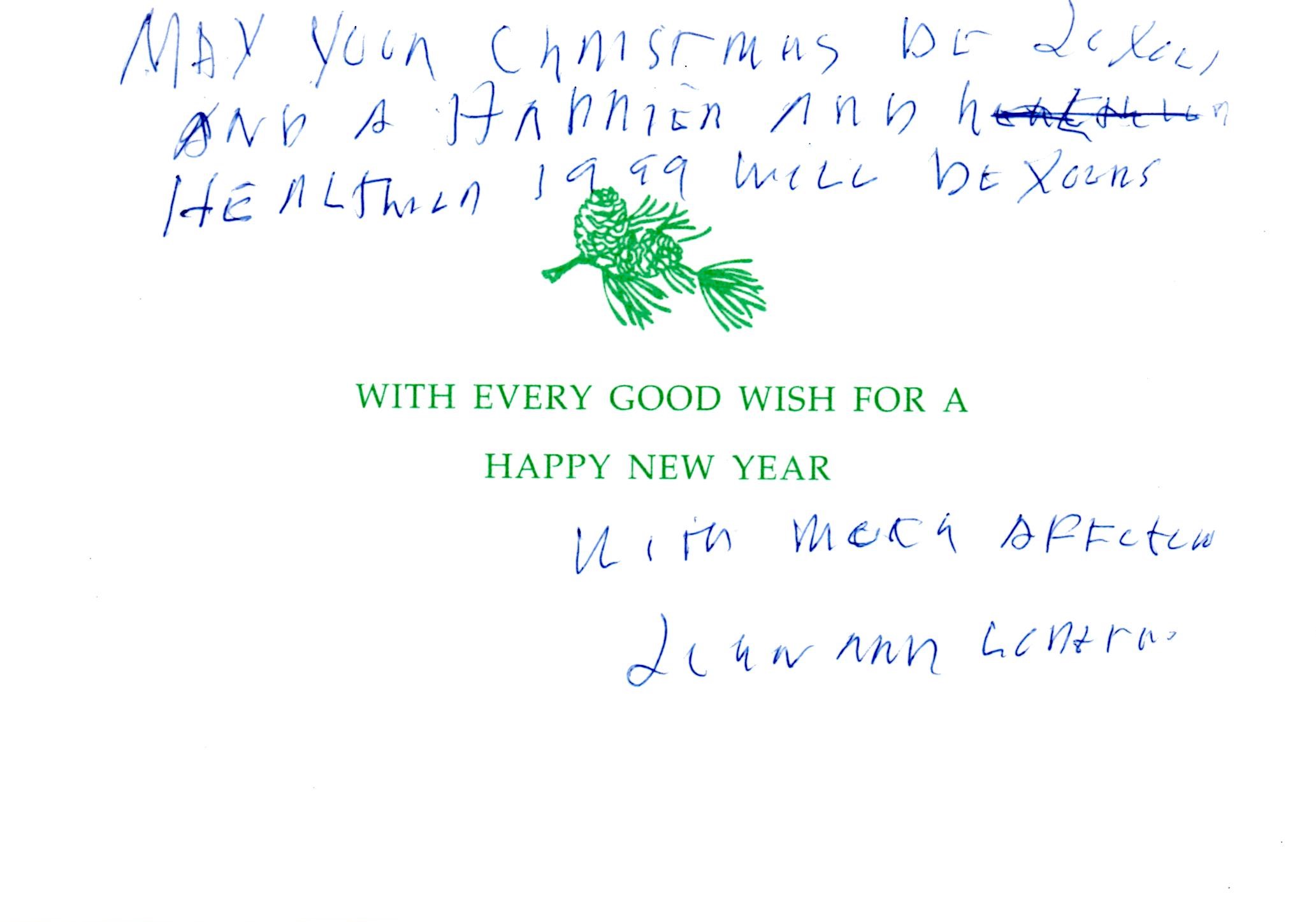 John Green's Christmas Card, inside