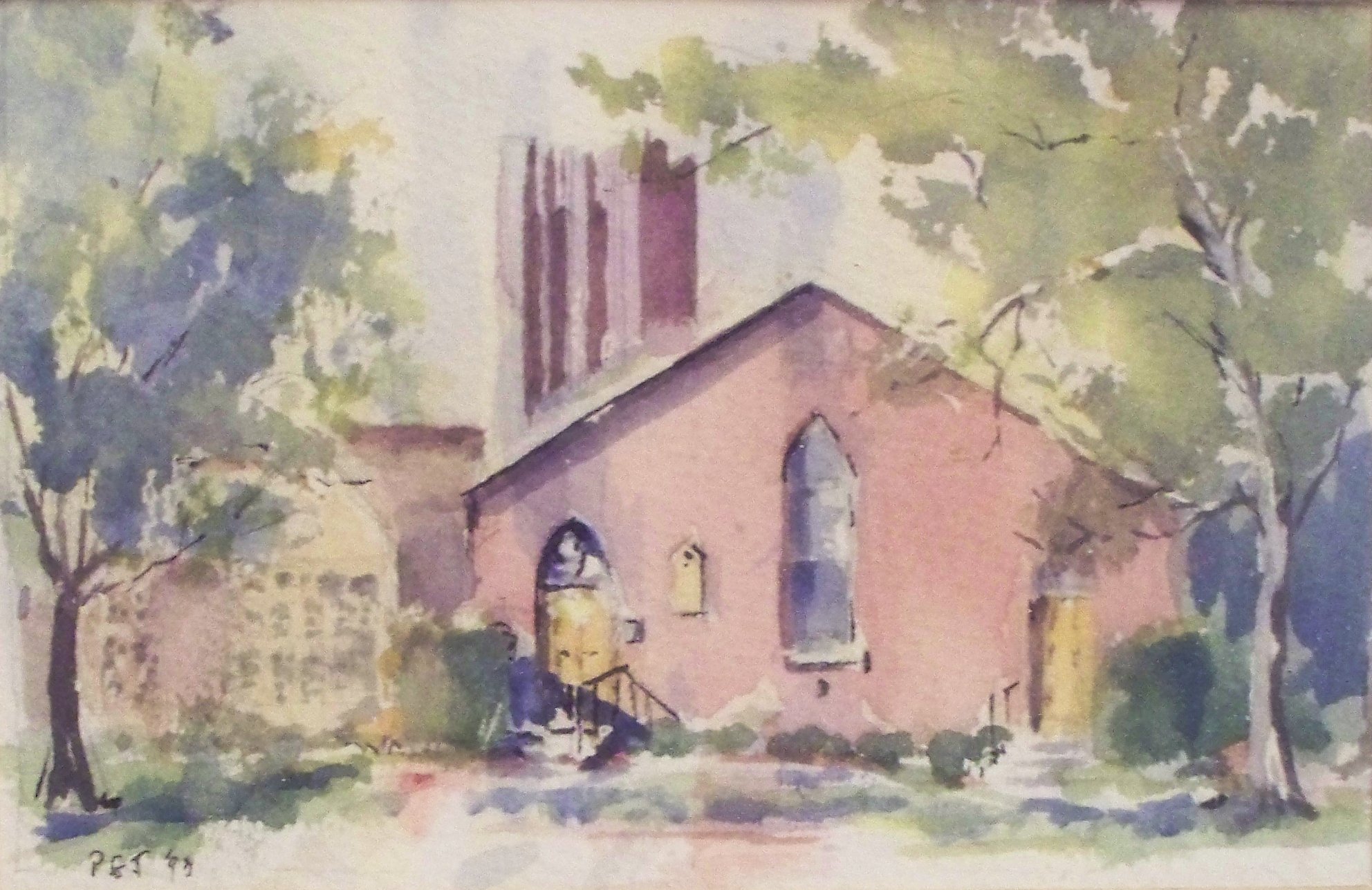 St. Paul's Episcopal Church Watercolor by Patricia Thomas, 1993