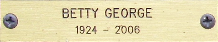 Plate BETTY GEORGE
	 