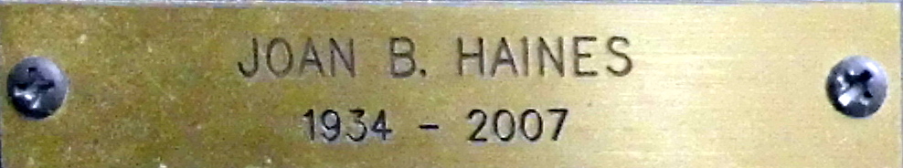 Plate JOAN B HAINES