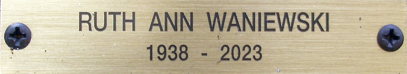 Plate RUTH ANN WANIEWSKI