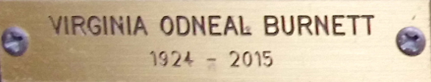 Plate VIRGINIA ODNEAL BURNETT