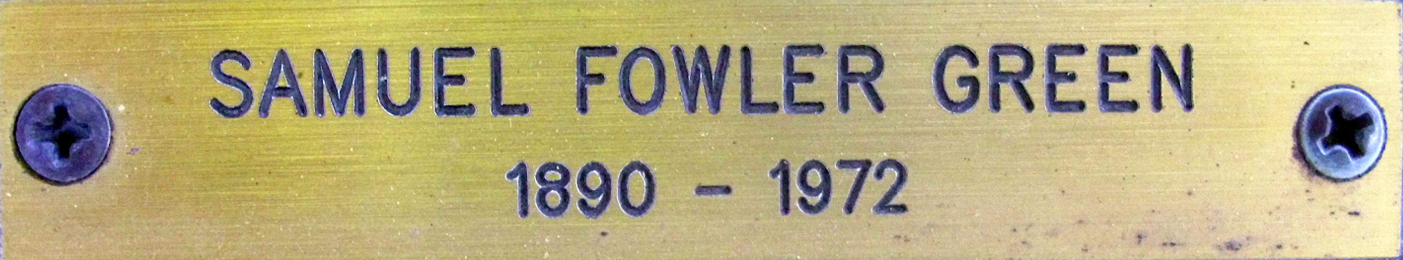 Plate SAMUEL FOWLER GREEN