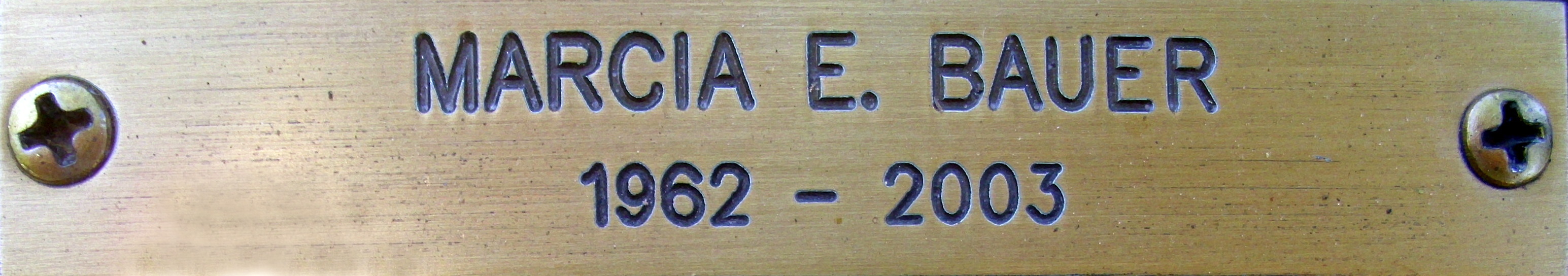 Plate MARCIA E BAUER